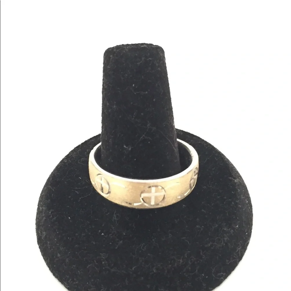 Men’s Diamond Cut SS & 14k Etched Bang Ring